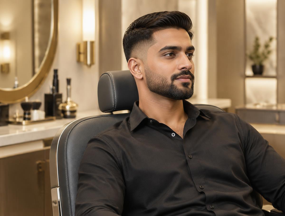 Fresh haircut and shaped beard at Dapper Lane