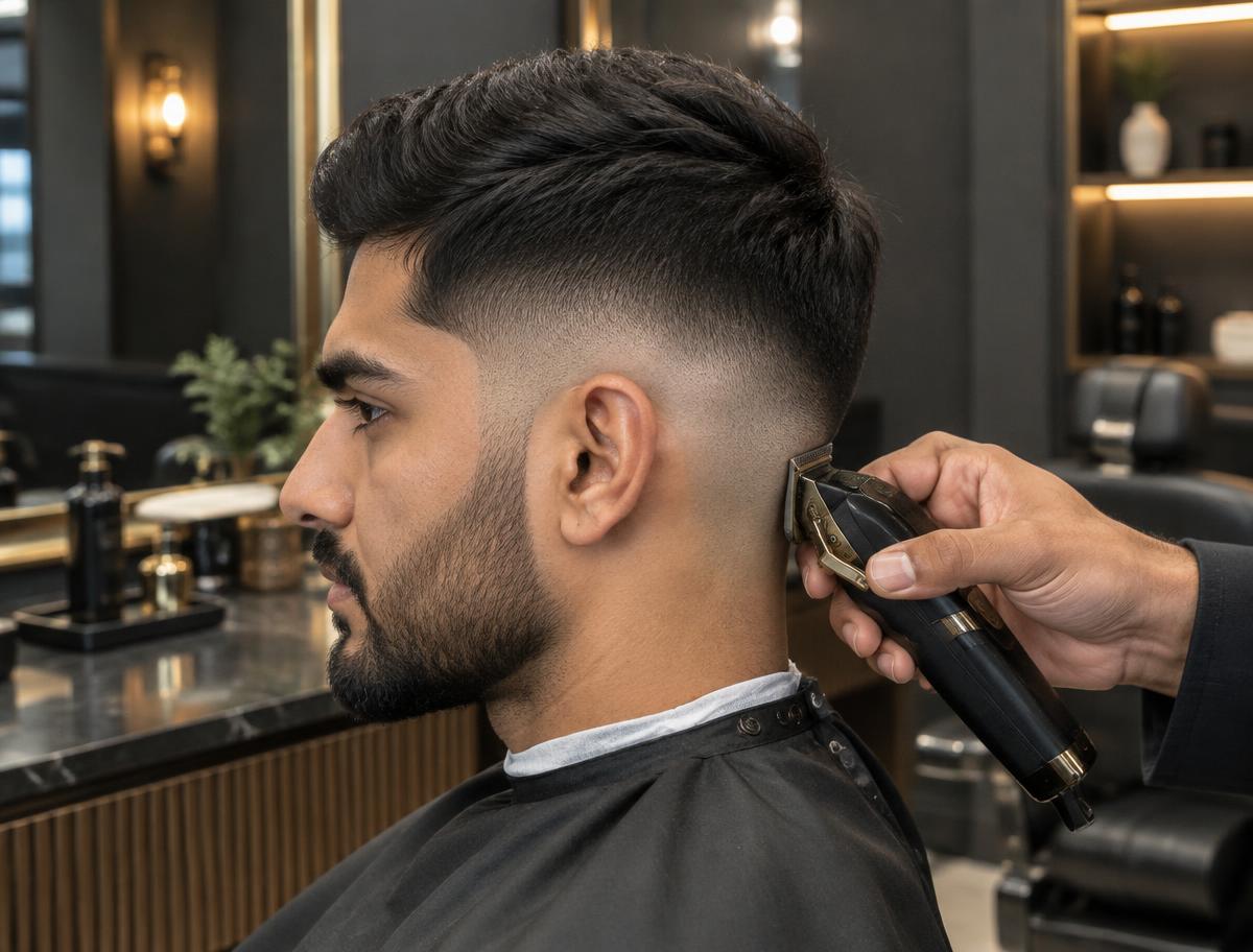 Precision skin fade finished with clippers